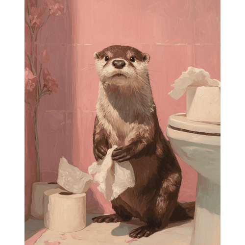 Malen nach Zahlen - Otter auf der Toilette