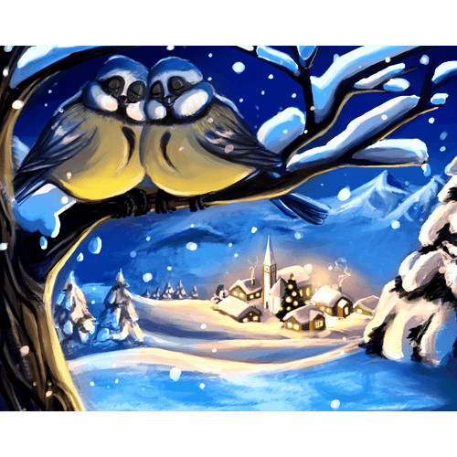 Malen nach Zahlen - Friedliche Winterzeit - by Vink