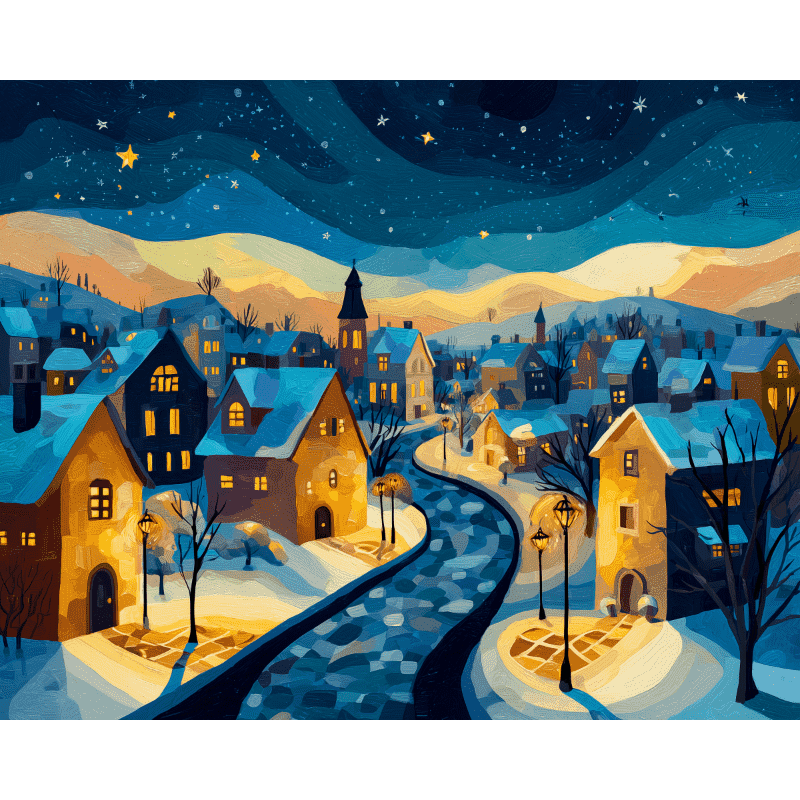 Malen nach Zahlen   Sonnenuntergang am Heiligabend