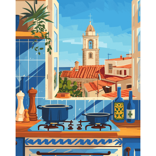 Malen nach Zahlen - Sonnendurchflutete Küche