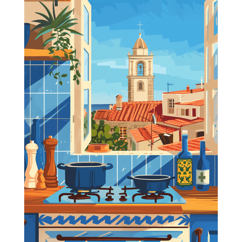 Malen nach Zahlen   Sonnendurchflutete Küche