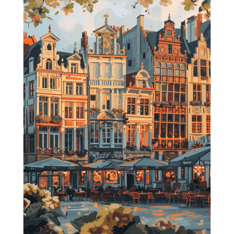 Malen nach Zahlen   Sonnenuntergang in Brüssel