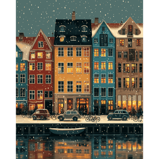 Malen nach Zahlen - Winter in Kopenhagen-Malen nach zahlen