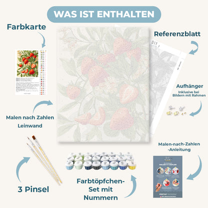 Malen nach Zahlen - Blühende Erdbeeren