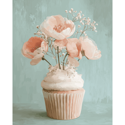 Malen nach Zahlen - Blumiger Cupcake-Malen nach zahlen