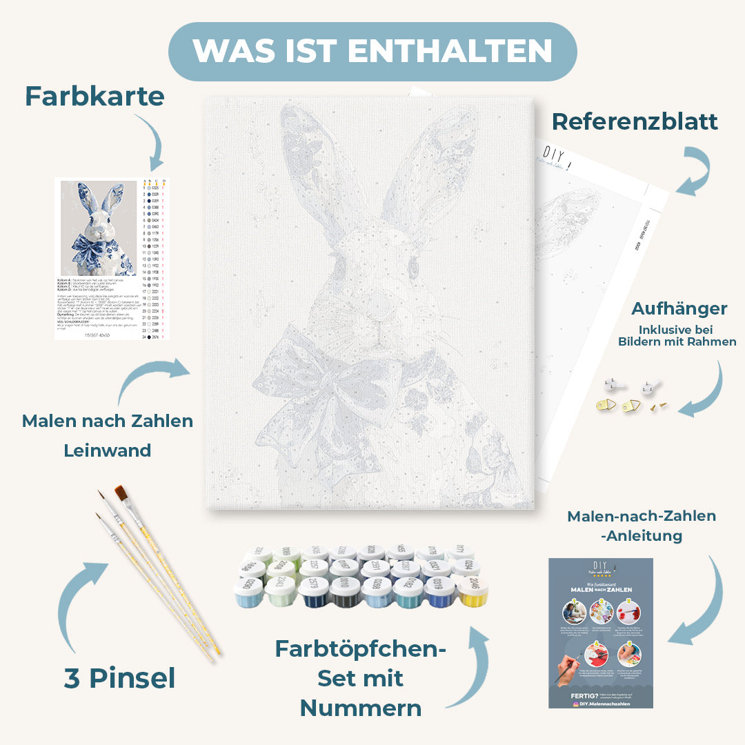 Malen nach Zahlen - Delfter Blaues Häschen