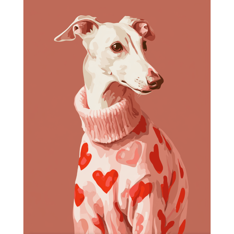 Malen nach Zahlen - Windhund in Pink-Malen nach zahlen