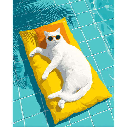 Malen nach Zahlen - Katze am Pool - Malen nach Zahlen
