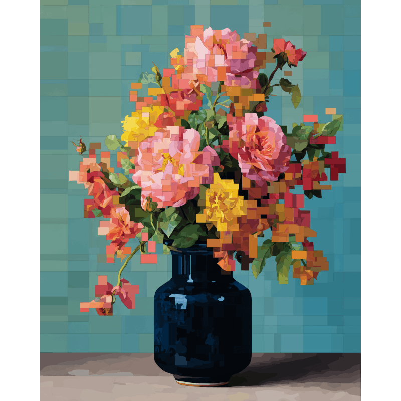 Malen nach Zahlen - Pixeliges Bouquet - Malen nach Zahlen