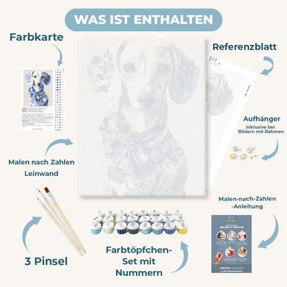 Malen nach Zahlen - Delfter blauer Dackel