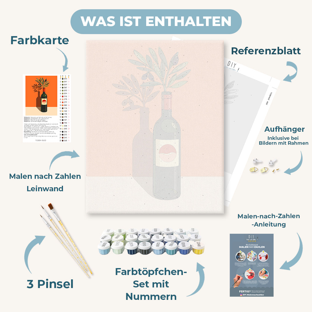Malen nach Zahlen Oliven & Glas