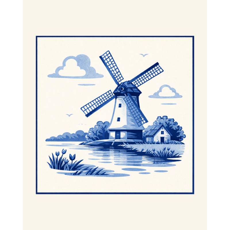 Malen nach Zahlen - Blaue Windmühle - Malen nach Zahlen