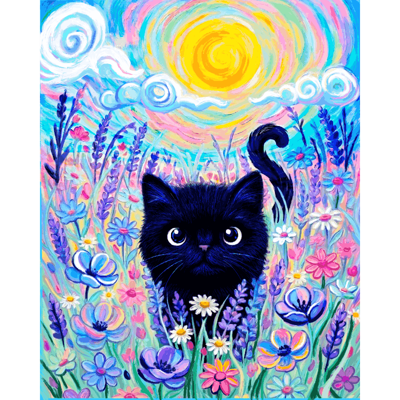 Malen nach Zahlen - Van Cat Blumenwiese - by Tiny Tami - Malen nach Zahlen
