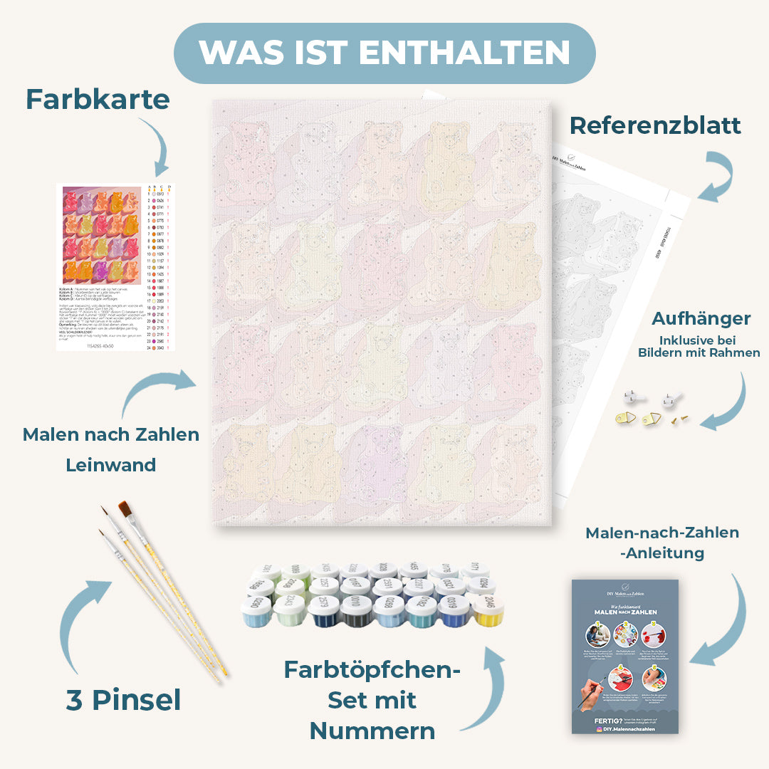 Malen nach Zahlen - Gummibärchen