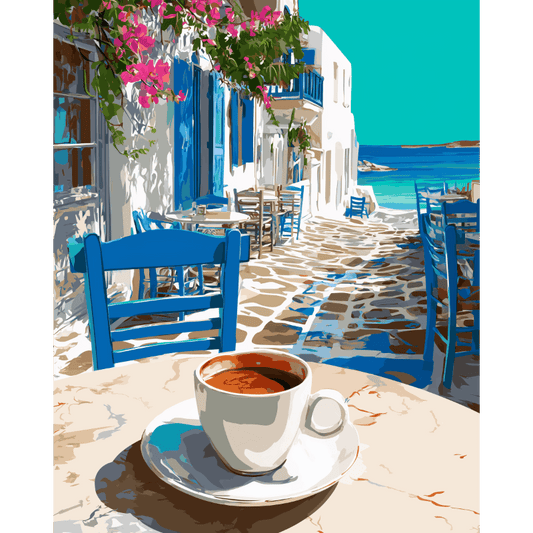 Malen nach Zahlen - Griechischer Kaffee - Malen nach Zahlen