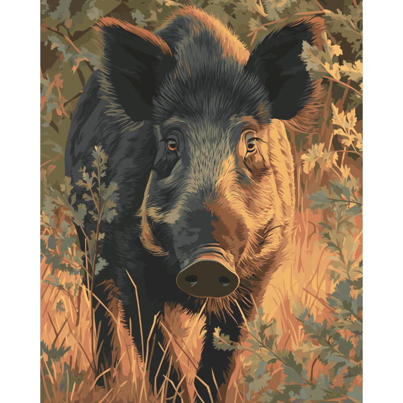 Malen nach Zahlen - Wildschwein in der Veluwe - Malen nach Zahlen
