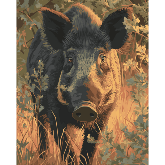Malen nach Zahlen - Wildschwein in der Veluwe - Malen nach Zahlen