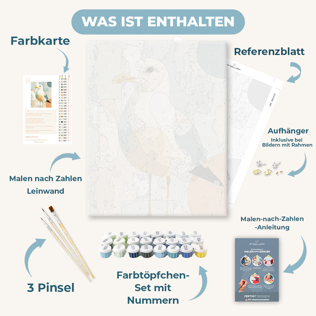 Malen nach Zahlen - Neugierige Möwe