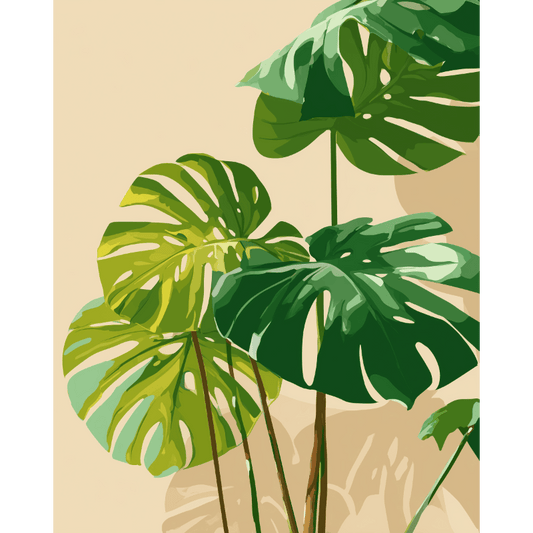 Malen nach Zahlen - Sonnenbeschienene Monstera - Malen nach Zahlen