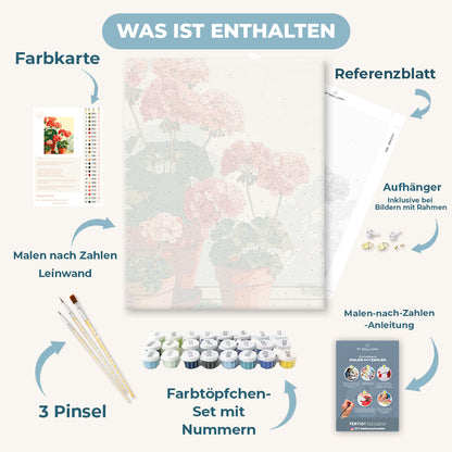 Malen nach Zahlen - Geranien am Morgen