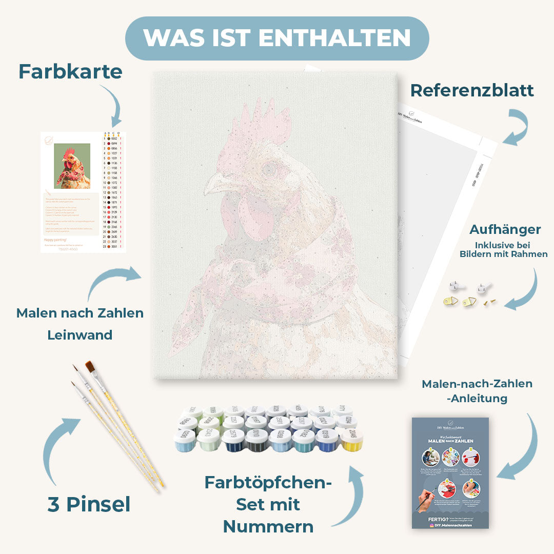 Malen nach Zahlen - Hühnerporträt