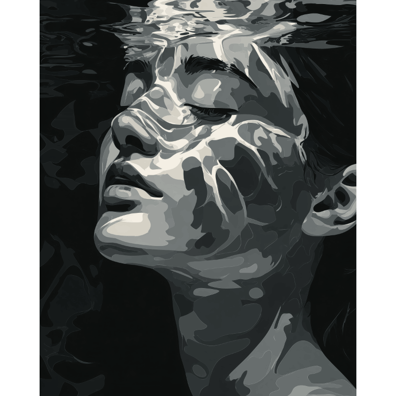 Malen nach Zahlen - Floating in Noir - Malen nach Zahlen