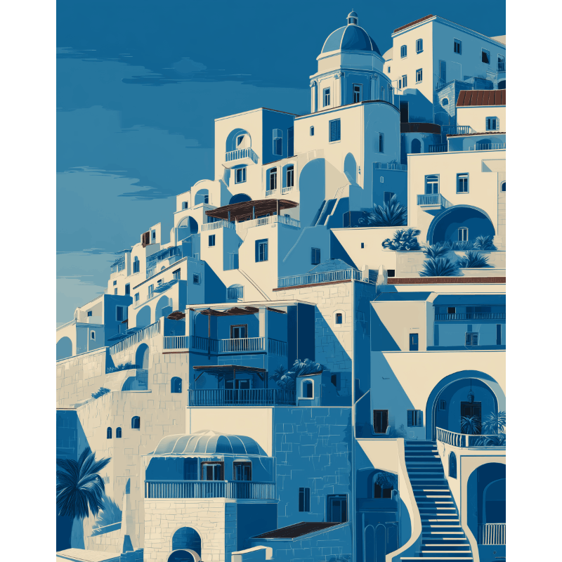 Malen nach Zahlen - Blaues Positano - Malen nach Zahlen