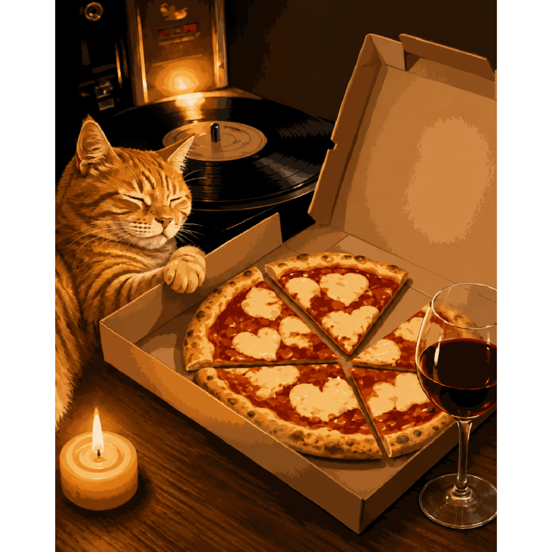 Malen nach Zahlen - Pizza-Katze - Malen nach Zahlen