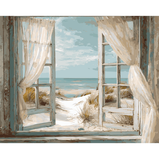 Malen nach Zahlen - Fenster zum Meer - Malen nach Zahlen