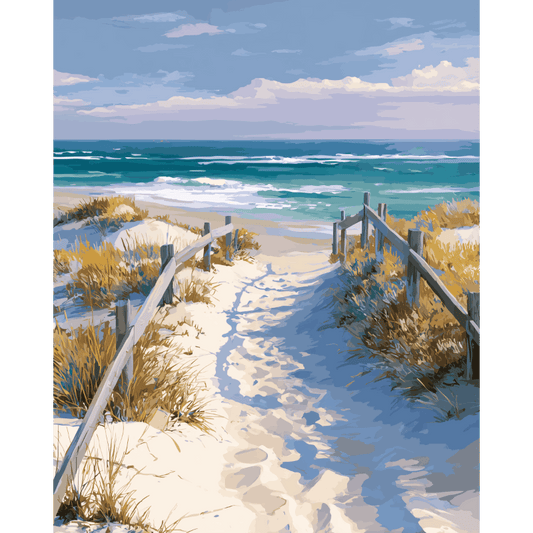 Malen nach Zahlen - Weg zum Strand - Malen nach Zahlen