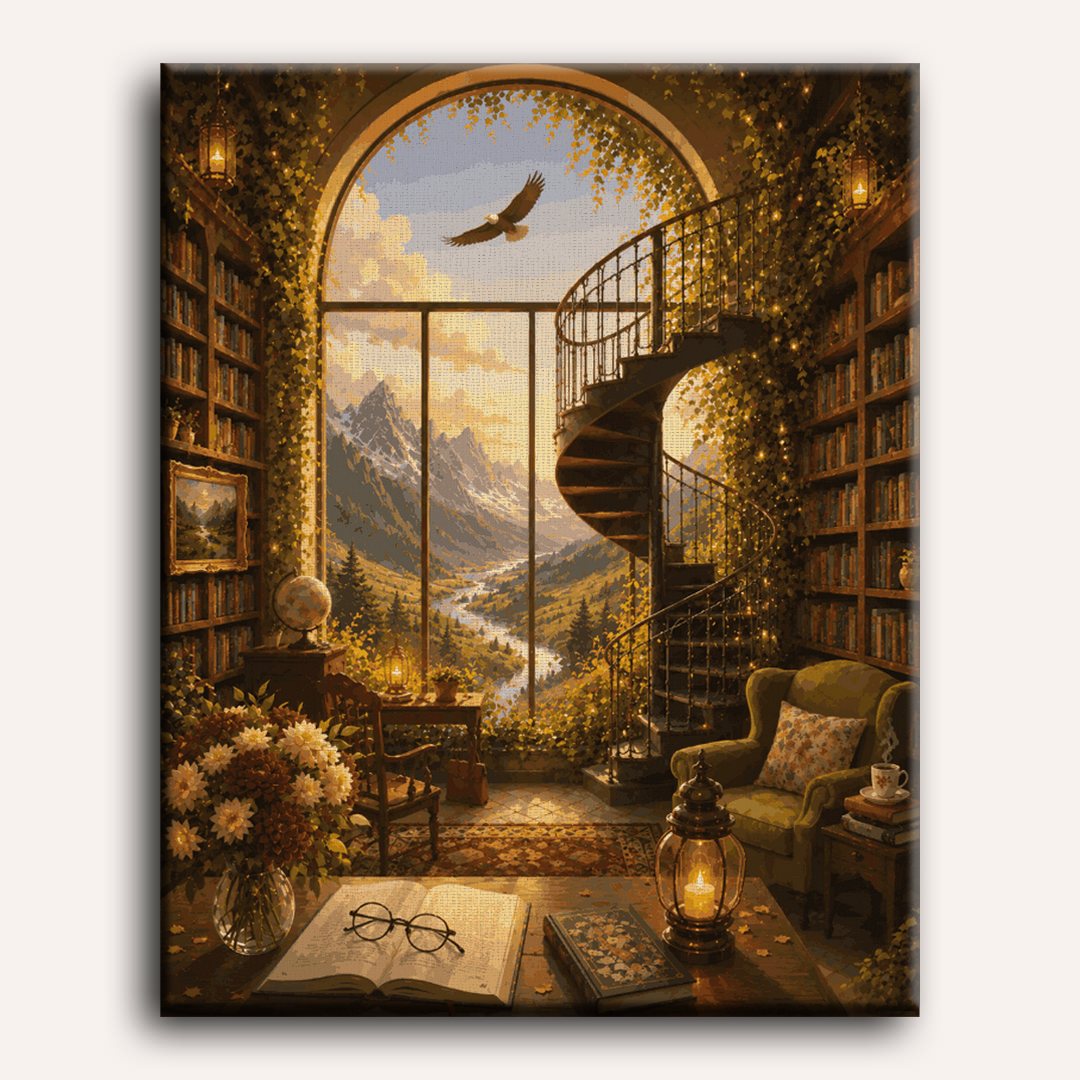 Malen nach Zahlen - Verwunschene Bibliothek