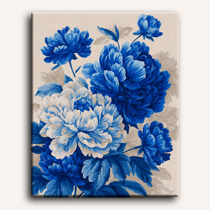 Malen nach Zahlen - Blaue Pfingstrosen – DIY Malen nach Zahlen