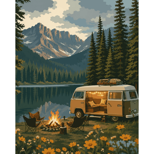 Malen nach Zahlen - Camping in den Rockies - Malen nach Zahlen