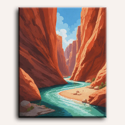 Malen nach Zahlen - Canyon-Fluss