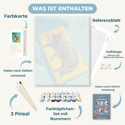 Malen nach Zahlen - Graue Katze am Pool
