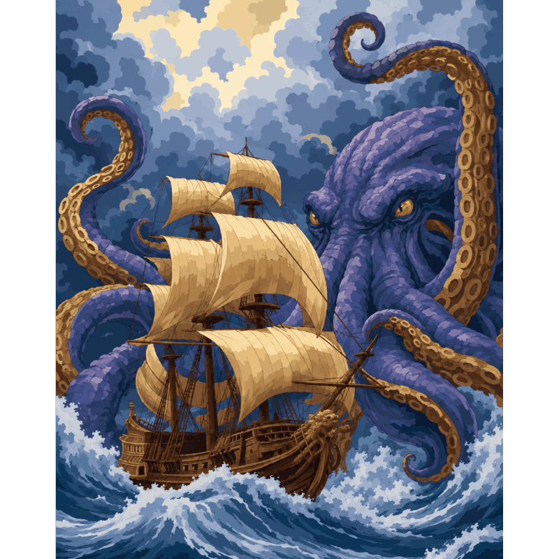 Malen nach Zahlen - Kraken-Sturm - Malen nach Zahlen