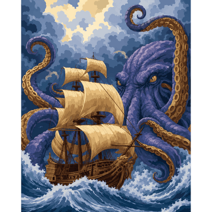 Malen nach Zahlen - Kraken-Sturm - Malen nach Zahlen