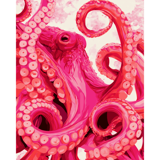 Malen nach Zahlen - Der rosa Kraken - Malen nach Zahlen