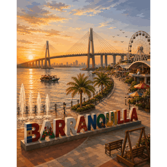 Malen nach Zahlen - Barranquilla Sonnenuntergang - Malen nach Zahlen