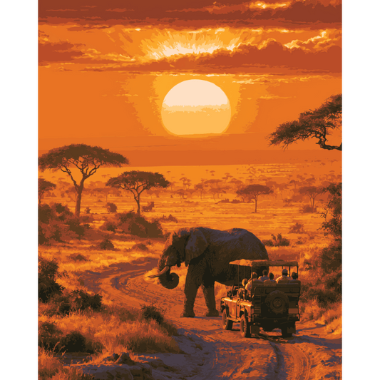 Malen nach Zahlen - Safari-Sonnenuntergang - Malen nach Zahlen