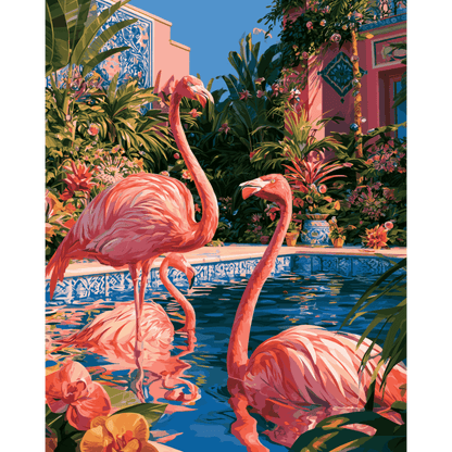 Malen nach Zahlen - Flamingo-Oase - Malen nach Zahlen
