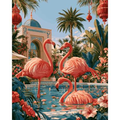 Malen nach Zahlen - Flamingo-Paradies - Malen nach Zahlen