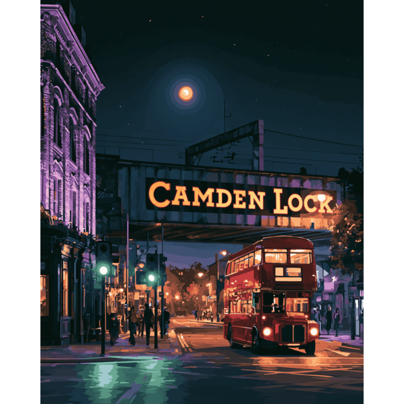 Malen nach Zahlen - Camden Town bei Nacht - Malen nach Zahlen