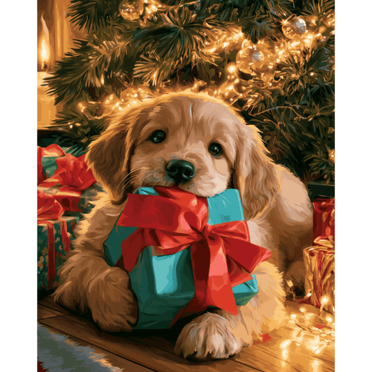 Malen nach Zahlen - Welpen-Weihnachtsgeschenk - Malen nach Zahlen