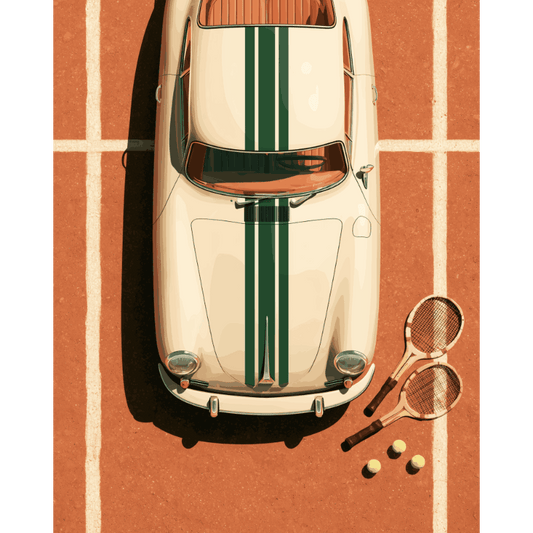 Malen nach Zahlen - Retro-Auto Flatlay - Malen nach Zahlen