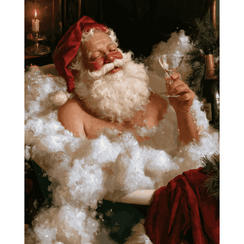 Malen nach Zahlen - Weihnachtsmanns Schaumbad - Malen nach Zahlen