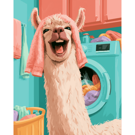 Malen nach Zahlen - Waschtag-Lama - Malen nach Zahlen