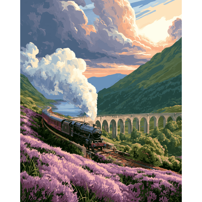 Malen nach Zahlen - Highland-Express - Malen nach Zahlen