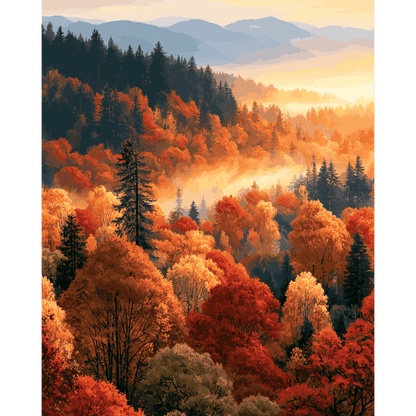 Malen nach Zahlen - Herbstliches Blätterdach - Malen nach Zahlen