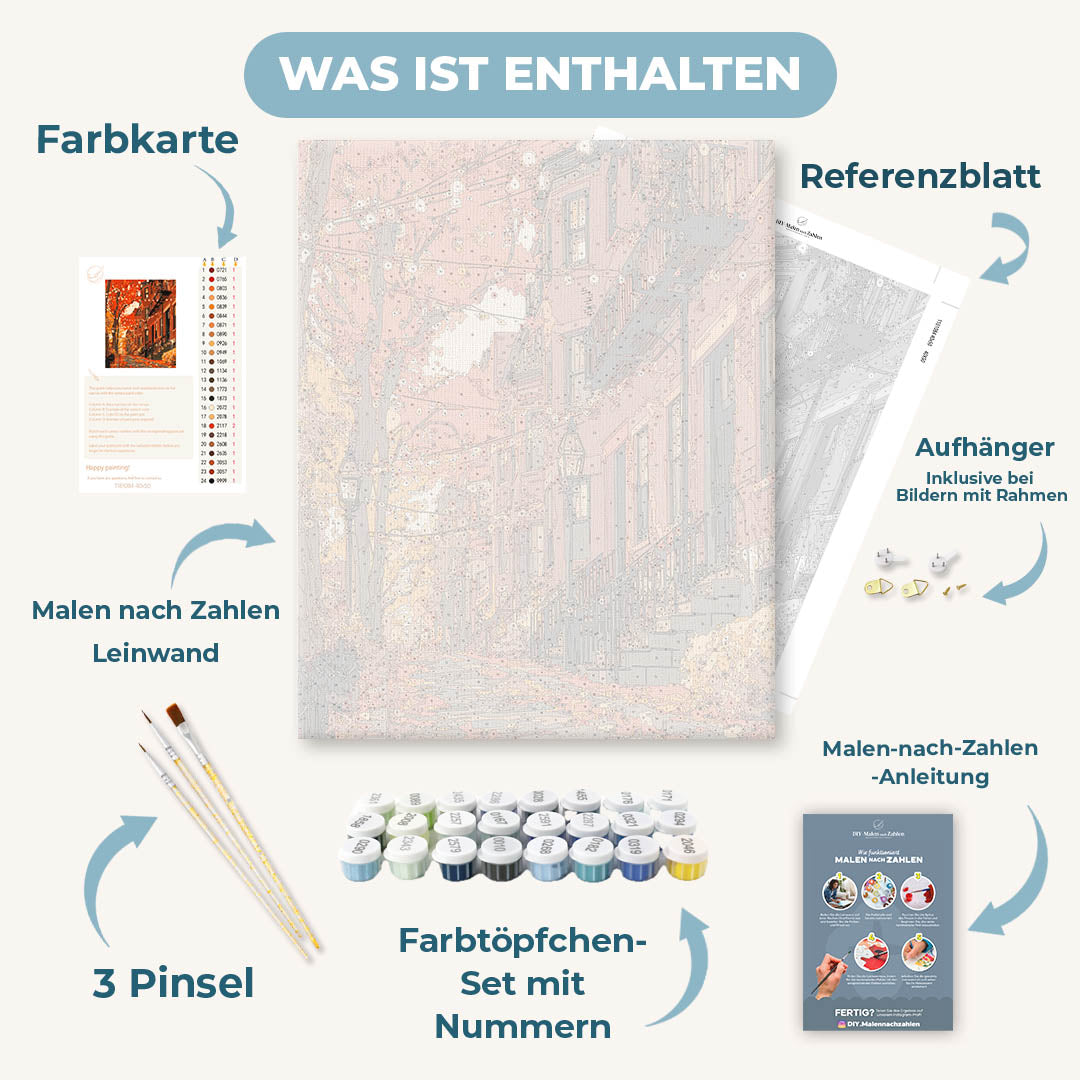 Malen nach Zahlen - Herbstliche Stadthäuser